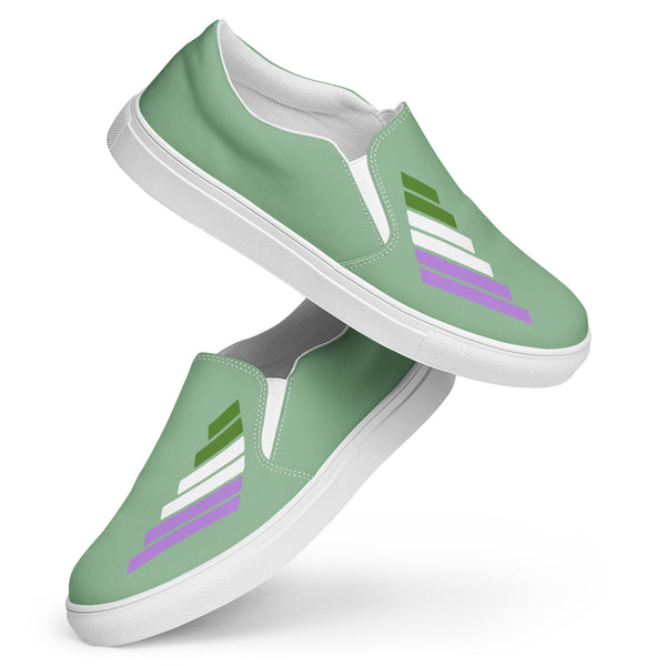 Genderqueer Pride Modern Green Slip-On Shoes