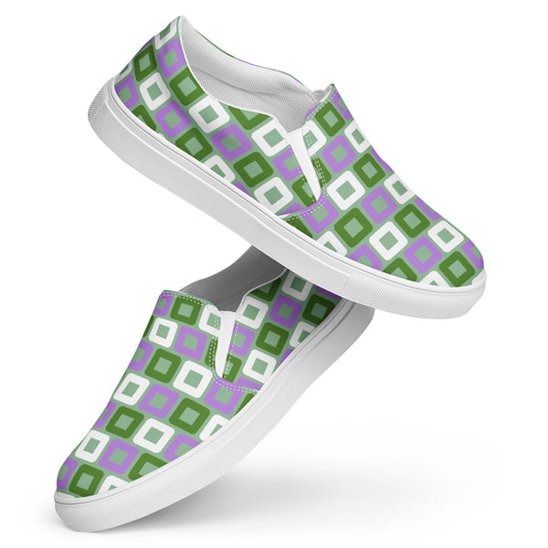 Genderqueer Pride Casual Green Slip-On Shoes