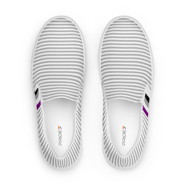 Pinstriped Asexual Pride Gray Slip-On Shoes