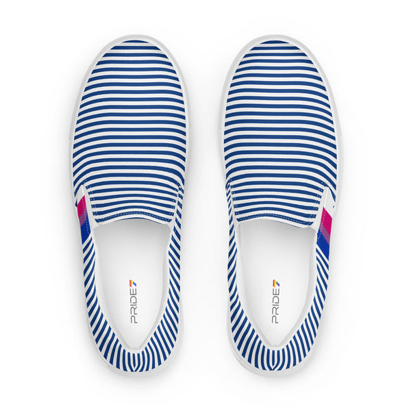 Pinstriped Bisexual Pride Blue Slip-On Shoes