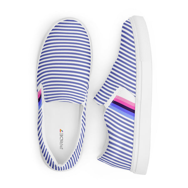 Pinstriped Omnisexual Pride Blue Slip-On Shoes