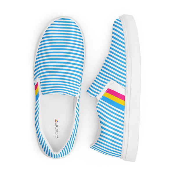 Pinstriped Pansexual Pride Blue Slip-On Shoes