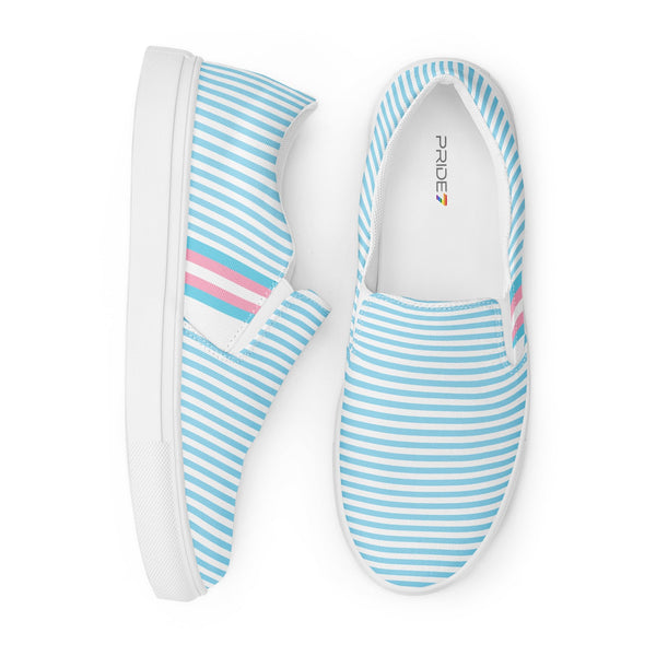 Pinstriped Transgender Pride Blue Slip-On Shoes