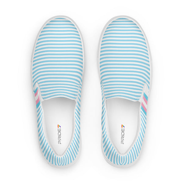 Pinstriped Transgender Pride Blue Slip-On Shoes