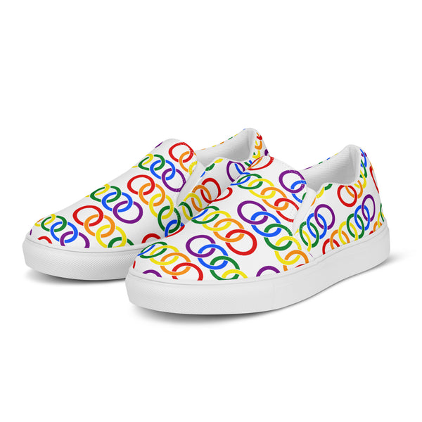 Gay Pride Classic White Slip-On Shoes