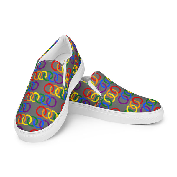 Gay Pride Classic Gray Slip-On Shoes