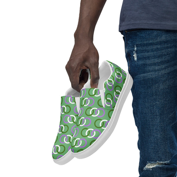 Genderqueer Pride Classic Green Slip-On Shoes