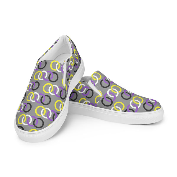 Non-Binary Pride Classic Gray Slip-On Shoes