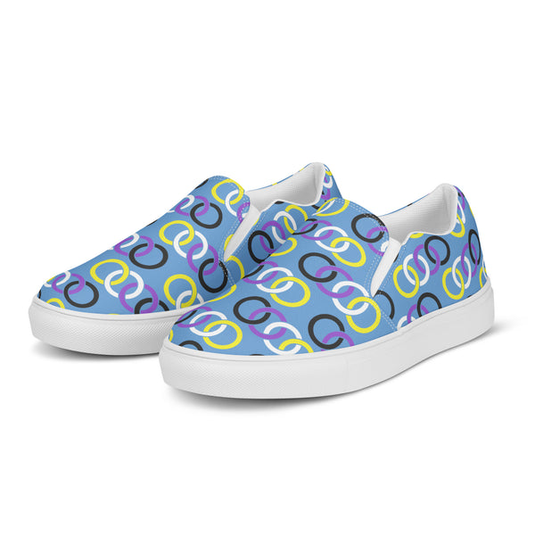 Non-Binary Pride Classic Blue Slip-On Shoes