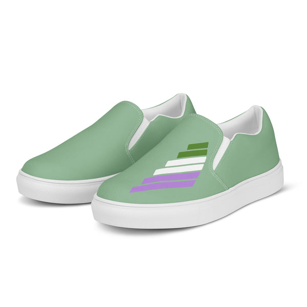 Genderqueer Pride Modern Green Slip-On Shoes