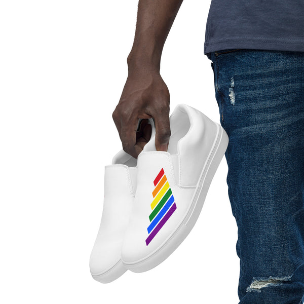 Gay Pride Modern White Slip-On Shoes