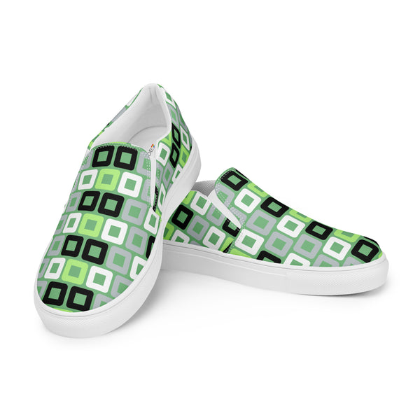 Agender Pride Casual Green Slip-On Shoes