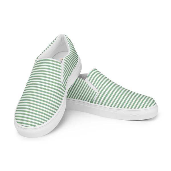 Pinstriped Agender Pride Green Slip-On Shoes