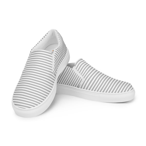 Pinstriped Asexual Pride Gray Slip-On Shoes