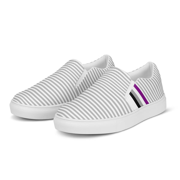 Pinstriped Asexual Pride Gray Slip-On Shoes