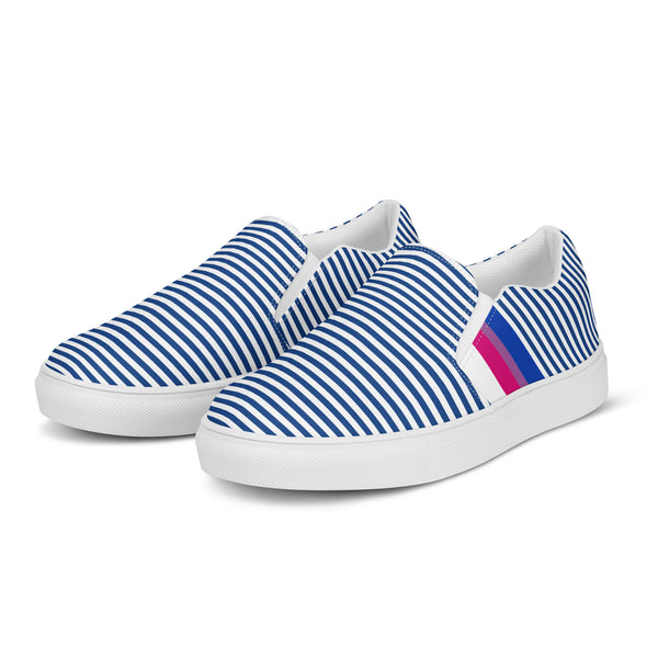 Pinstriped Bisexual Pride Blue Slip-On Shoes