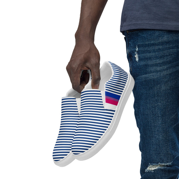 Pinstriped Bisexual Pride Blue Slip-On Shoes