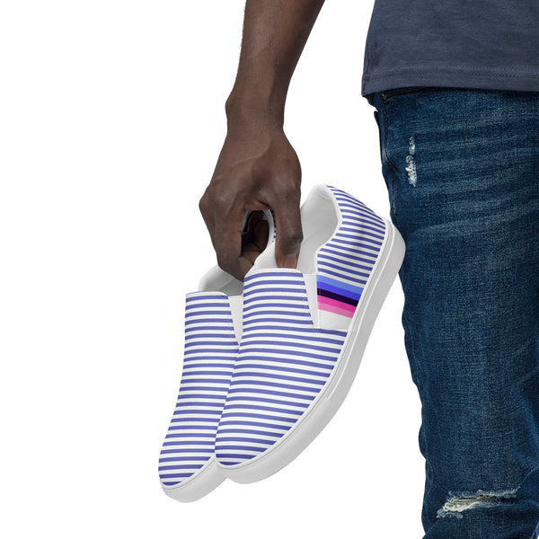 Pinstriped Omnisexual Pride Blue Slip-On Shoes