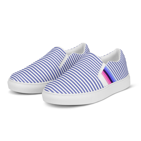 Pinstriped Omnisexual Pride Blue Slip-On Shoes