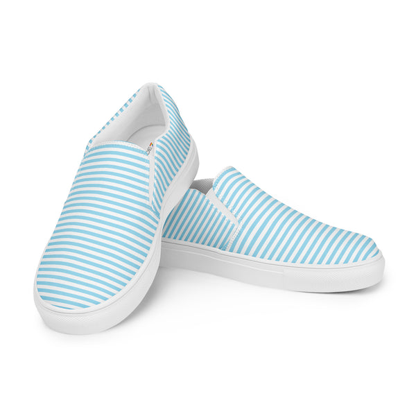 Pinstriped Transgender Pride Blue Slip-On Shoes