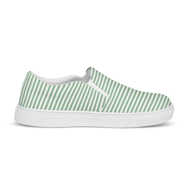 Pinstriped Agender Pride Green Slip-On Shoes