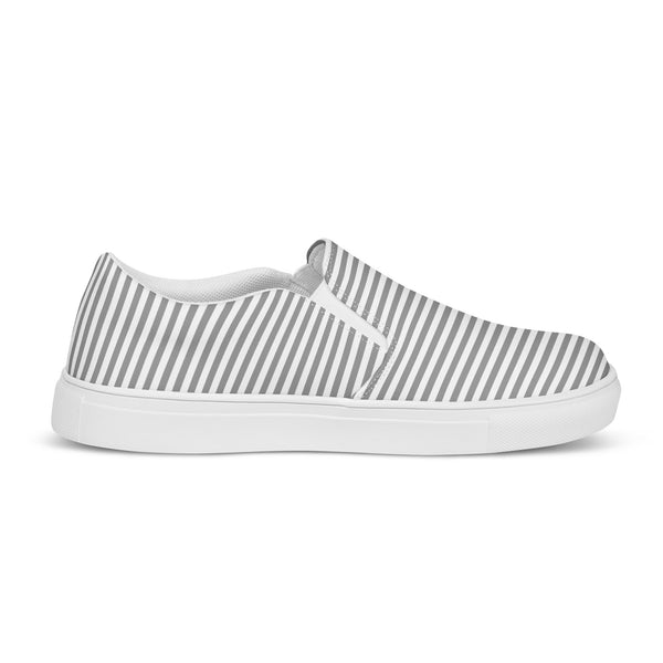 Pinstriped Aromantic Pride Gray Slip-On Shoes