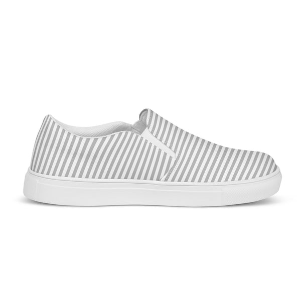 Pinstriped Gay Pride Gray Slip-On Shoes