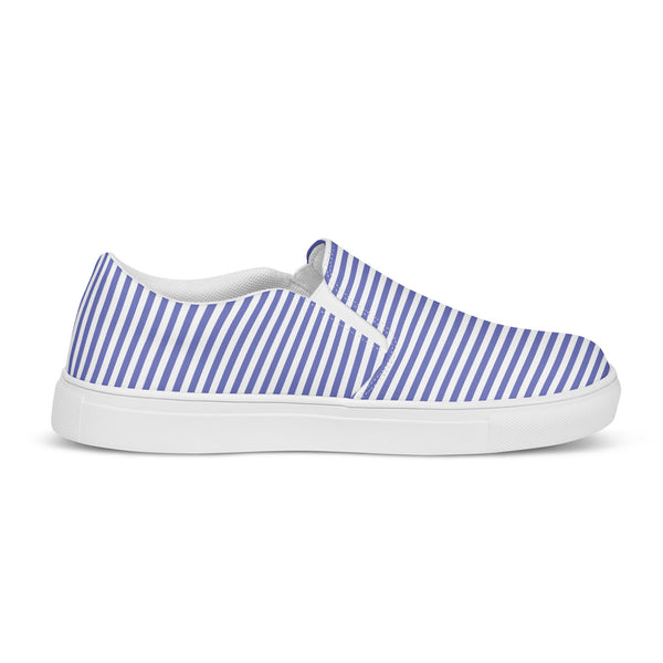 Pinstriped Non-Binary Pride Blue Slip-On Shoes