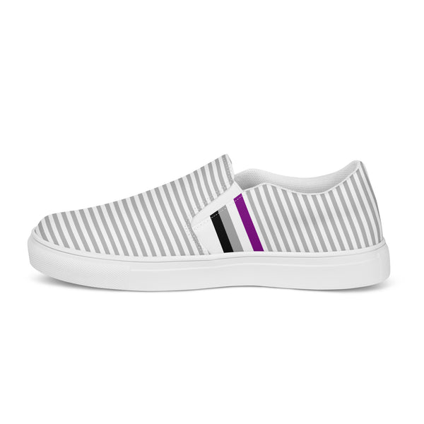 Pinstriped Asexual Pride Gray Slip-On Shoes