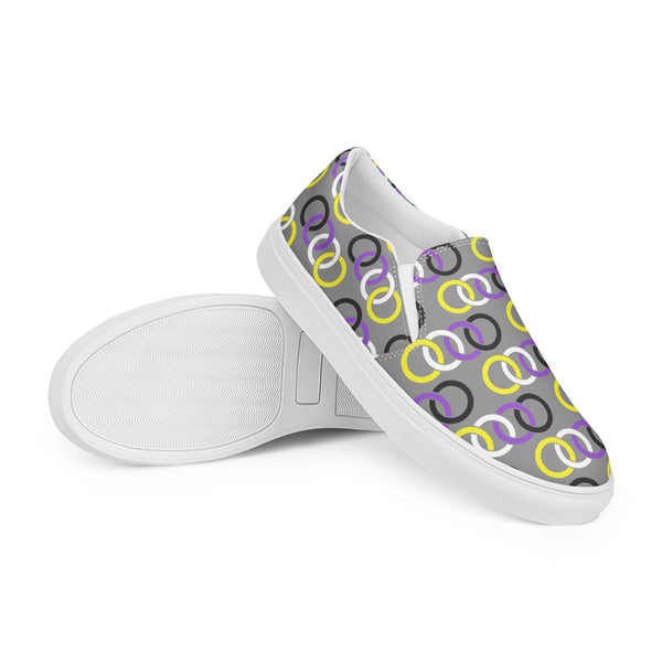 Non-Binary Pride Classic Gray Slip-On Shoes