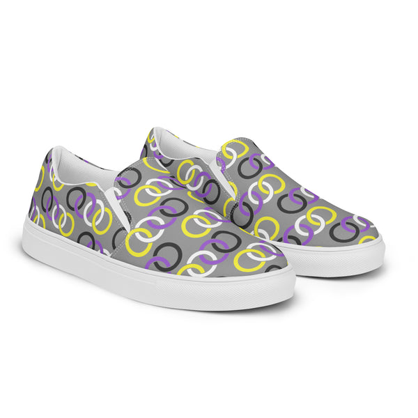 Non-Binary Pride Classic Gray Slip-On Shoes