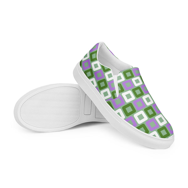 Genderqueer Pride Casual Green Slip-On Shoes