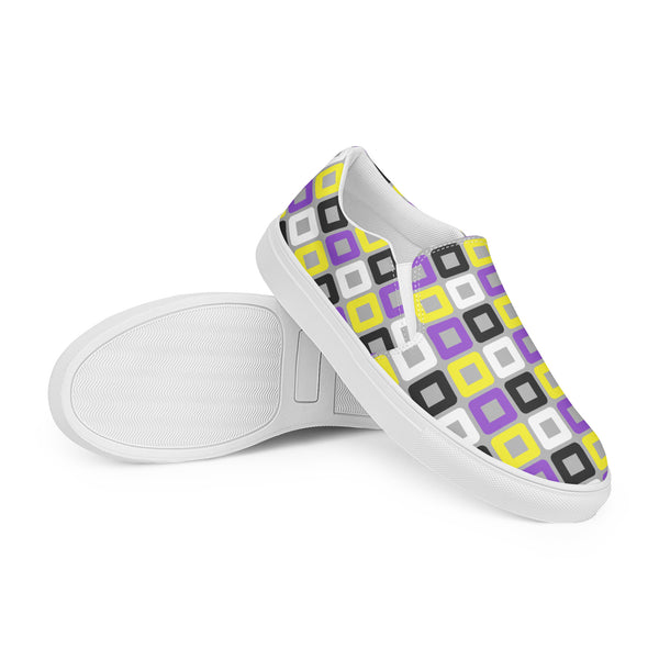 Non-Binary Pride Casual Gray Slip-On Shoes