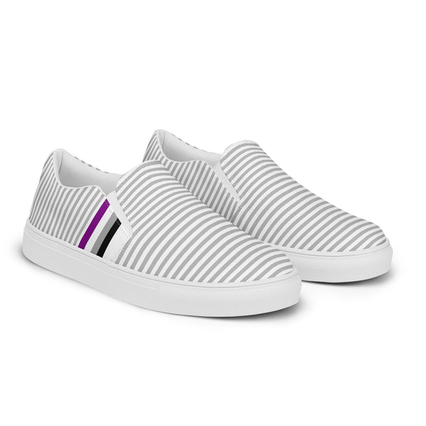 Pinstriped Asexual Pride Gray Slip-On Shoes