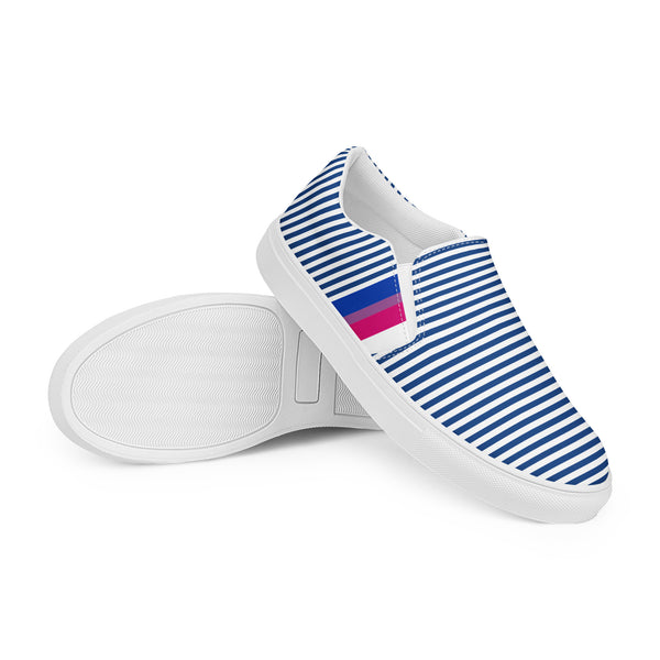 Pinstriped Bisexual Pride Blue Slip-On Shoes