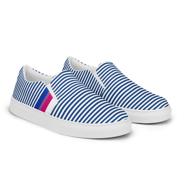 Pinstriped Bisexual Pride Blue Slip-On Shoes