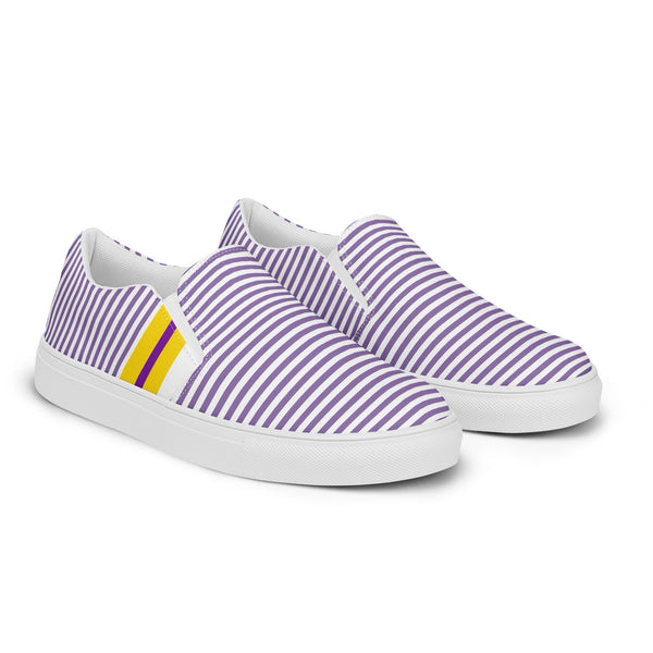 Pinstriped Intersex Pride Purple Slip-On Shoes