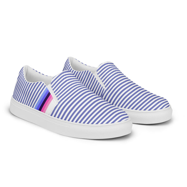 Pinstriped Omnisexual Pride Blue Slip-On Shoes