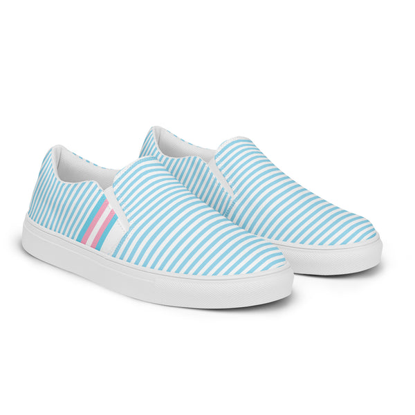 Pinstriped Transgender Pride Blue Slip-On Shoes