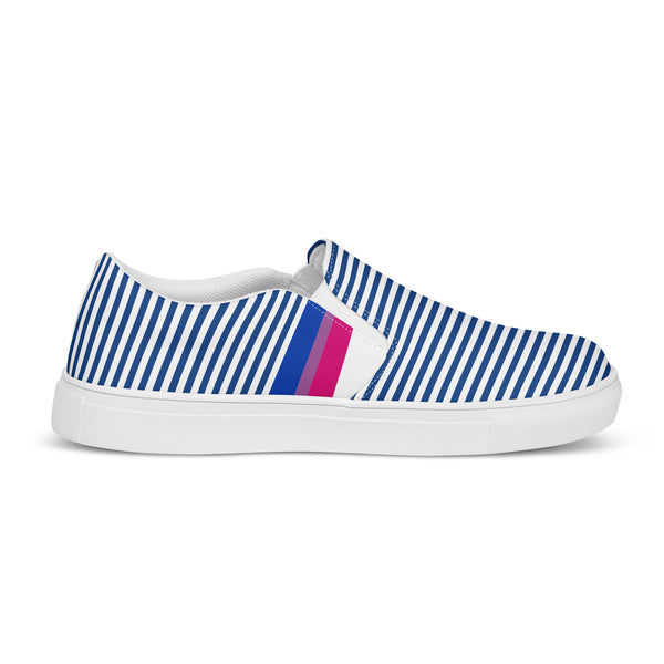 Pinstriped Bisexual Pride Blue Slip-On Shoes