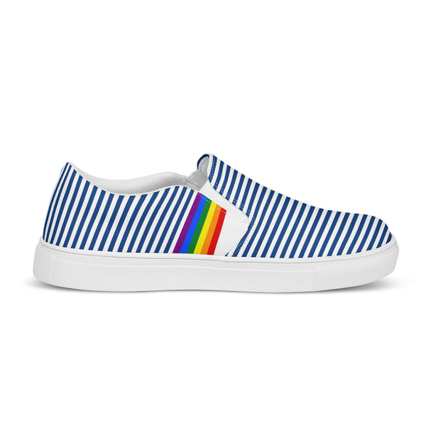 Pinstriped Gay Pride Blue Slip-On Shoes