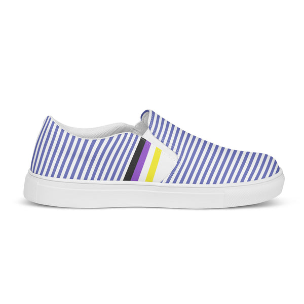 Pinstriped Non-Binary Pride Blue Slip-On Shoes