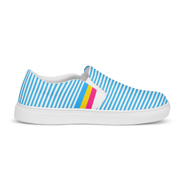 Pinstriped Pansexual Pride Blue Slip-On Shoes