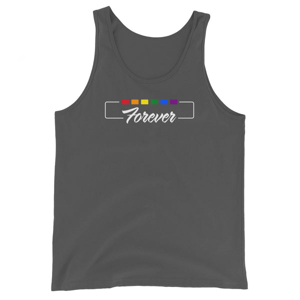 Forever Gay Pride Cursive Boxed Graphic Unisex Tank Top