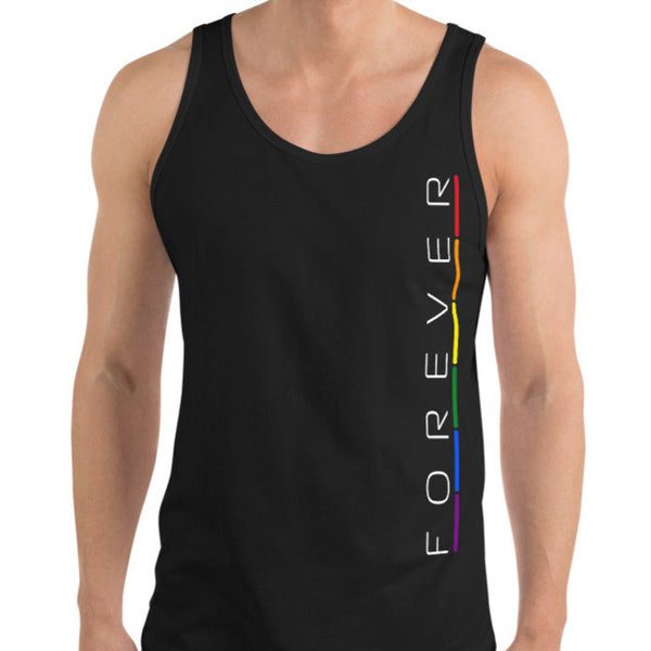 Forever Gay Pride Vertical Thin Stripe Graphic Unisex Tank Top