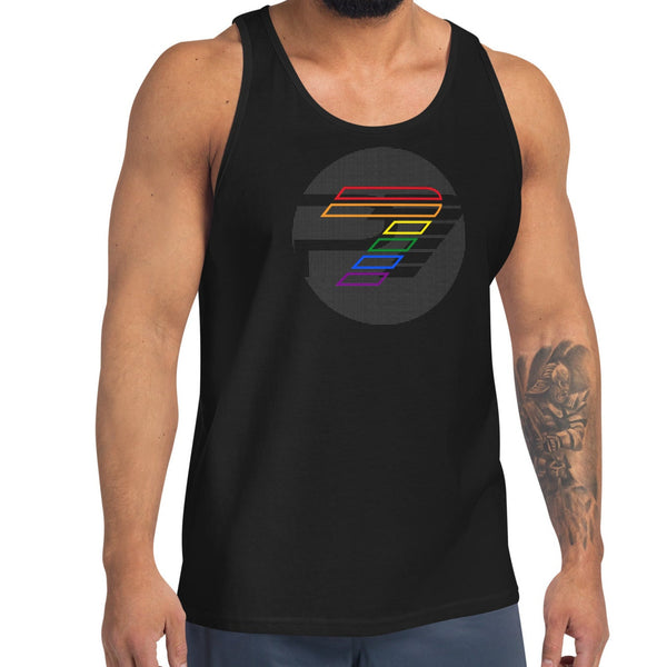 Gay Pride Colors P7 Gray Circle Logo Unisex Tank Top