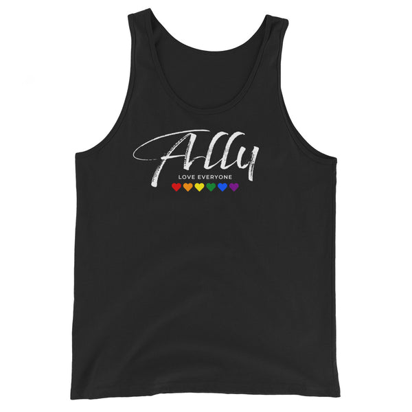 Gay Ally Love Everyone Rainbow Hearts Unisex Tank Top