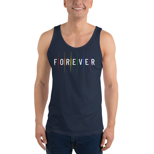 Forever Gay Pride Alternating Faded Stripes Unisex Tank Top
