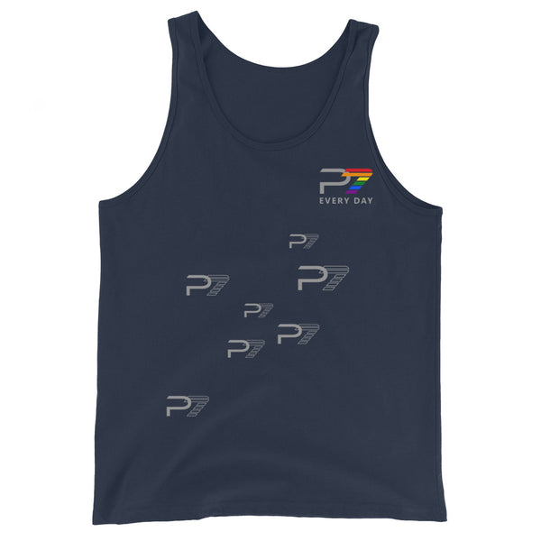Gay Pride P7 Scattered Gray Graphic Logo Unisex Tank Top