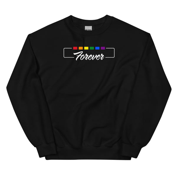 Forever Gay Pride Cursive Boxed Graphic Unisex Sweatshirt